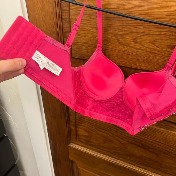 Women's XS Bustier Crop Corset Top Push up Rhinestone Detachable Straps - Picture 11 of 15